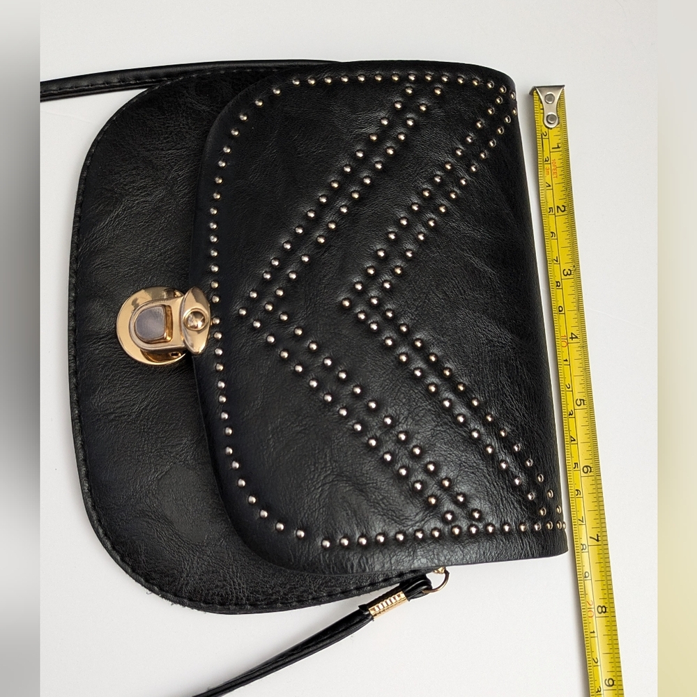 Cute Black Studded Cross Body Bag Purse Bohemian Grunge Goth Casual - Picture 9 of 14